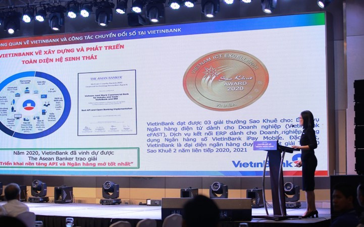 Các ngân hàng trình bày tham luận với các nội dung nổi bật về chuyển đổi số tại đơn vị.