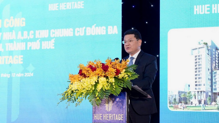 Phó Chủ tịch Ủy ban nhân dân tỉnh Thừa Thiên Huế Hoàng Hải Minh Phát biểu tại buổi lễ.