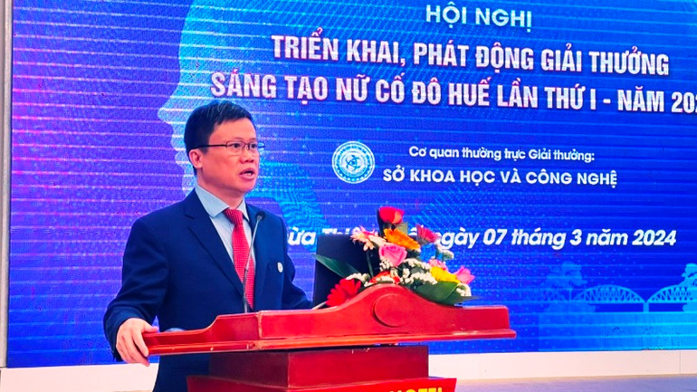 Giám đốc Sở Khoa học và Công nghệ tỉnh Hồ Thắng phát biểu.