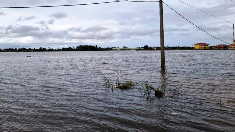 Hiện trường tại khu vực đường nội đồng, nơi 3 người trong gia đình ông Thảo bị ngã xuống nước sâu trong đêm tối.