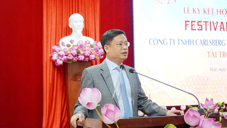 Phó Chủ tịch Thường trực Ủy ban nhân dân tỉnh Thừa Thiên Huế Nguyễn Thanh Bình phát biểu tại lễ ký kết.