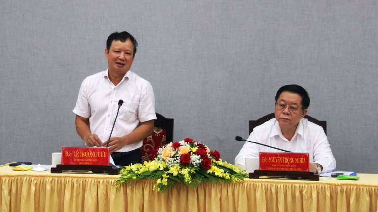 Bí thư Tỉnh ủy Thừa Thiên Huế Lê Trường Lưu phát biểu ý kiến tại buổi làm việc.