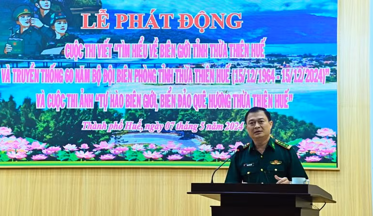 Đại tá Phạm Tùng Lâm, Bí thư Đảng ủy, Chính ủy Bộ đội Biên phòng tỉnh Thừa Thiên Huế phát biểu tại Lễ phát động. Đại tá Phạm Tùng Lâm, Bí thư Đảng ủy, Chính ủy Bộ đội Biên phòng tỉnh Thừa Thiên Huế phát biểu tại Lễ phát động.