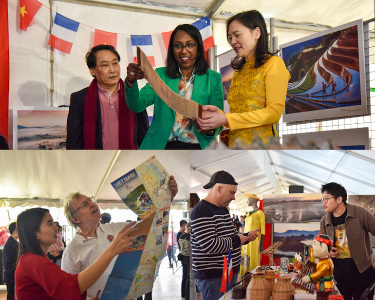 Gian hàng của Việt Nam thu hút sự quan tâm của đông đảo bạn bè quốc tế. (Ảnh: MINH DUY)