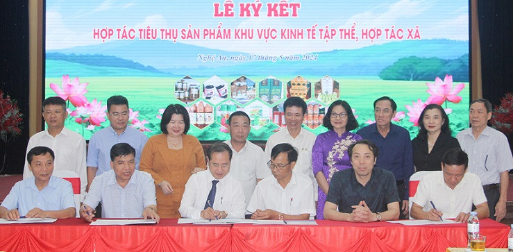 Liên minh Hợp tác xã Nghệ An đã ký kết chương trình phối hợp công tác xúc tiến thương mại, kết nối cung-cầu, hỗ trợ tiêu thụ sản phẩm với Liên minh Hợp tác xã các tỉnh, thành phố.
