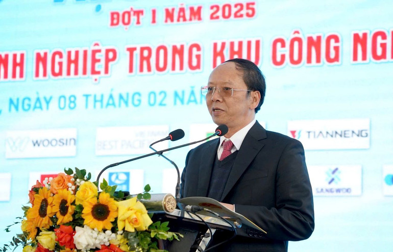 Phó Chủ tịch Ủy ban nhân dân tỉnh Nghệ An Bùi Thanh An phát biểu tại ngày hội.