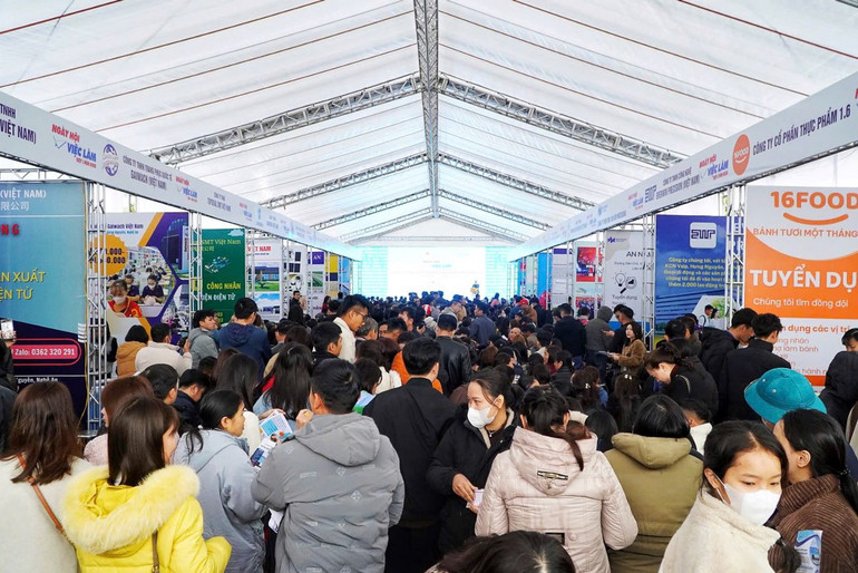 Ngày hội việc làm đợt 1 thu hút hơn 2 nghìn sinh viên, người lao động tham gia.