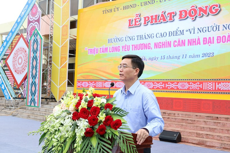 Bí thư Tỉnh ủy tỉnh Đắk Lắk Nguyễn Đình Trung phát biểu tại lễ phát động.