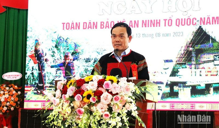 Phó Thủ tướng Trần Lưu Quang phát biểu tại Ngày hội "Toàn dân bảo vệ an ninh Tổ quốc" năm 2023 xã Ea Tul.