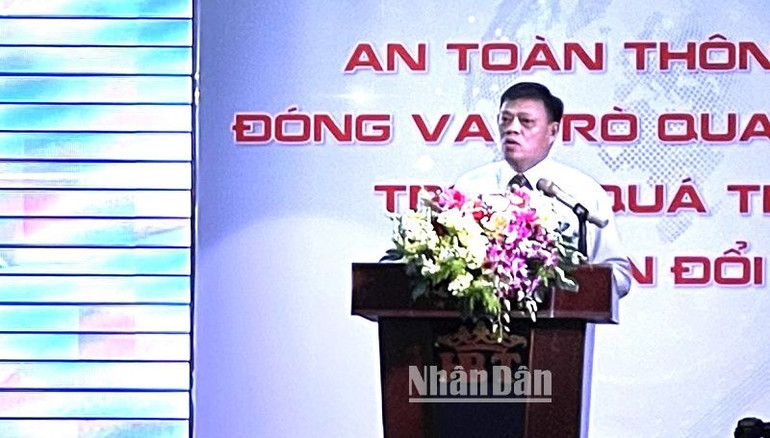 Phó Giám đốc Sở Thông tin và Truyền thông tỉnh Đắk Lắk Ra Lan Trương Thanh Hà phát biểu khai mạc diễn tập thực chiến bảo đảm an toàn thông tin khu vực miền trung -Tây Nguyên năm 2023.