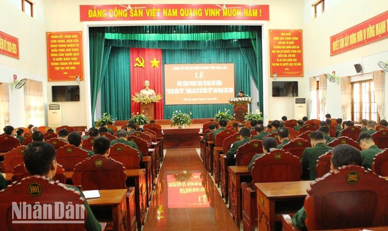 Quang cảnh Lễ phát động phong trào thi đua xây dựng “chi bộ bốn tốt”, “đảng bộ cơ sở bốn tốt” giai đoạn 2023-2028.