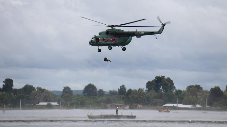 Lực lượng không quân Lào tham gia hỗ trợ tìm kiếm cứu nạn trong đợt hợp luyện.