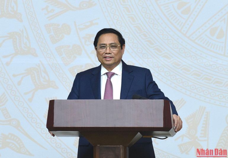 Thủ tướng Phạm Minh Chính phát biểu tại Hội nghị. Thủ tướng Phạm Minh Chính phát biểu tại Hội nghị.