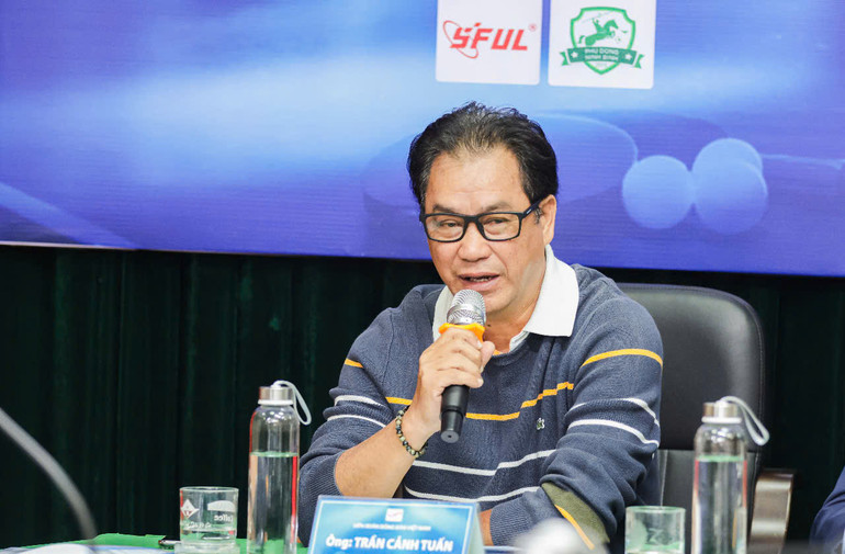 Phó Chủ tịch Liên đoàn Bóng bàn Việt Nam Trần Cảnh Tuấn thông tin về thể thức thi đấu của giải.