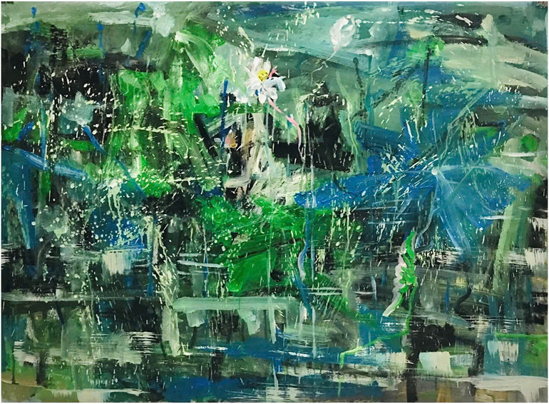 Tranh acrylic "Tinh khiết" của họa sĩ Nguyễn Văn Thành.