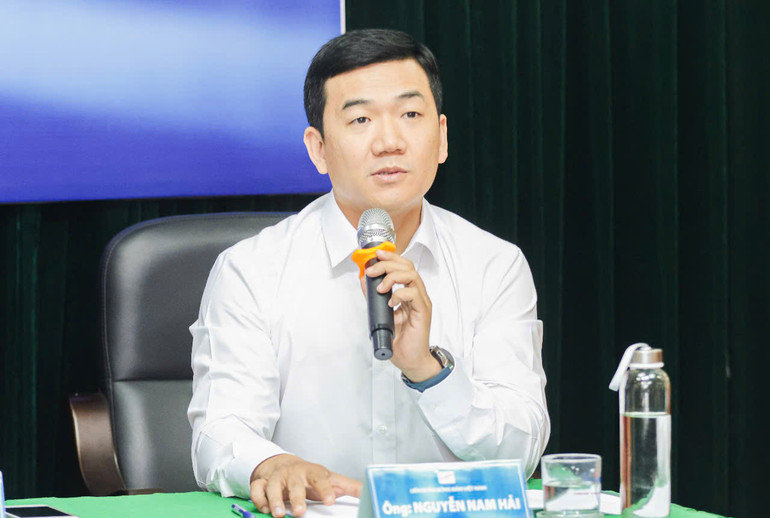 Tổng Thư ký Liên đoàn Bóng bàn Việt Nam Nguyễn Nam Hải phát biểu tại họp báo.