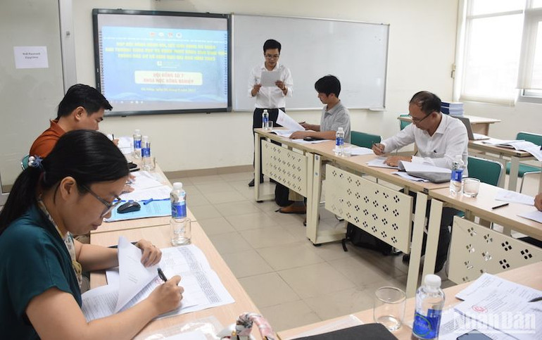 Ngay sau lễ khai mạc, các hội đồng tiến hành chấm Vòng Sơ khảo Giải thưởng Khoa học và Công nghệ dành cho sinh viên trong các cơ sở giáo dục đại học năm 2023. (Ảnh: ANH ĐÀO)