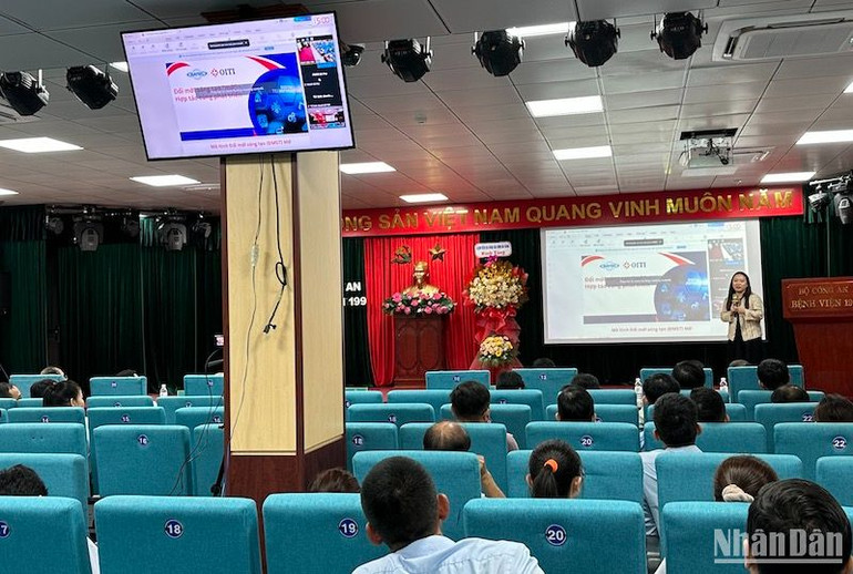 Hội thảo "Đổi mới sáng tạo trong lĩnh vực y tế" khai mạc sáng nay 17/4 tại Bệnh viện 199. (Ảnh ANH ĐÀO)