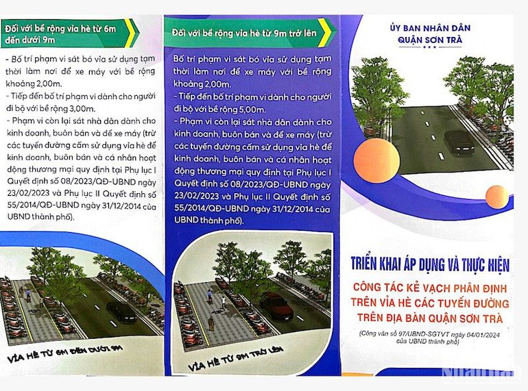 Tờ rơi tuyên truyền cho người dân trên địa bàn quận Sơn Trà về chủ trương kẻ vạch vỉa hè.