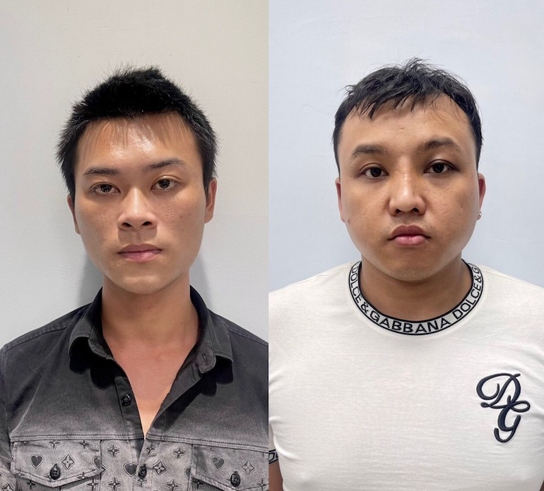 Hai đối tượng Phạm Văn Hoàng, Nguyễn Phúc Hậu. (Ảnh Công an cung cấp)