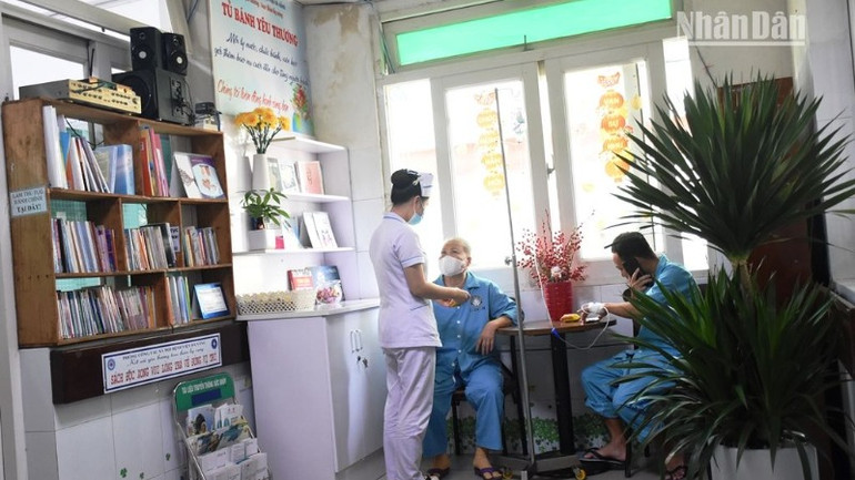 Không gian xanh dành riêng cho bệnh nhân tại Khoa Ung bướu - Bệnh viện Đà Nẵng. (Ảnh: ANH ĐÀO)