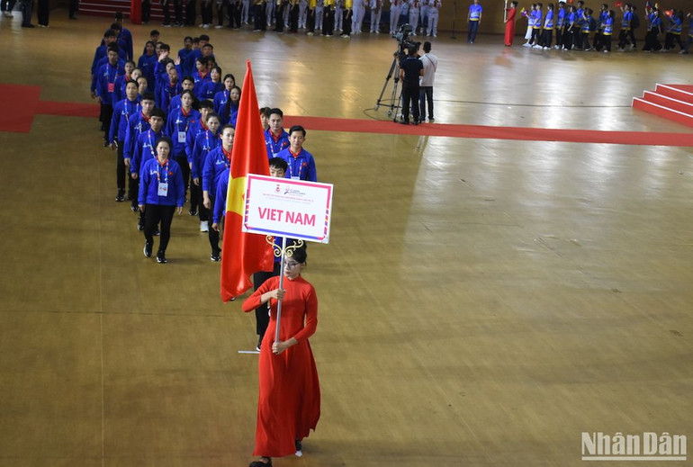 Đoàn thể thao học sinh Việt Nam để lại nhiều dấu ấn tốt đẹp và thành tích tuyệt vời tại Đại hội. (Ảnh: ANH ĐÀO) Đoàn thể thao học sinh Việt Nam để lại nhiều dấu ấn tốt đẹp và thành tích tuyệt vời tại Đại hội. (Ảnh: ANH ĐÀO)