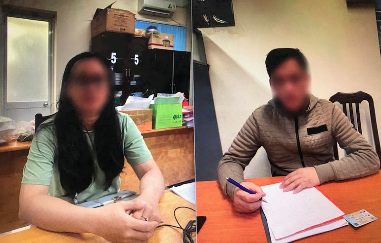 Các đối tượng tại cơ quan điều tra. (Ảnh: Công an cung cấp)