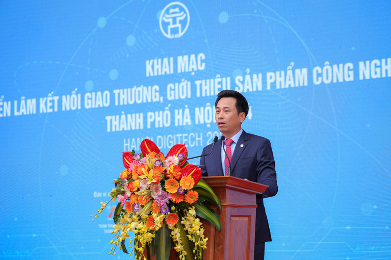 Ông Nguyễn Ánh Dương, Giám đốc Trung tâm Xúc tiến đầu tư, thương mại, du lịch thành phố Hà Nội phát biểu khai mạc chương trình.