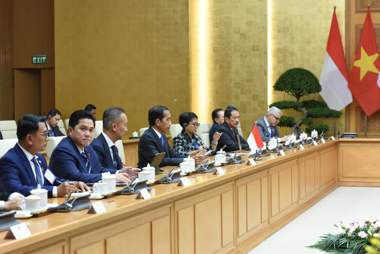 Tổng thống Cộng hòa Indonesia Joko Widodo và các thành viên tham dự buổi hội kiến.