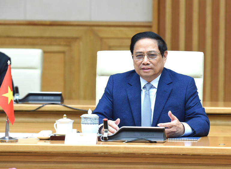 Thủ tướng Phạm Minh Chính phát biểu tại buổi hội kiến.