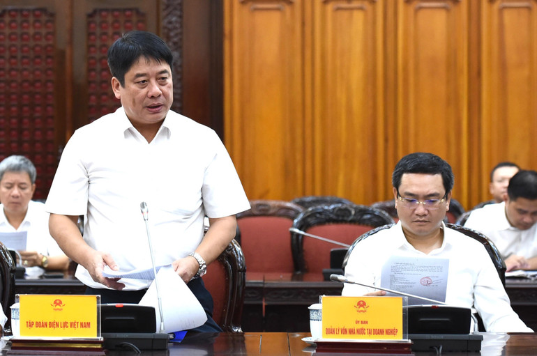 Tổng Giám đốc Tập đoàn Điện lực Việt Nam Nguyễn Anh Tuấn báo cáo Thủ tướng Chính phủ về tiến độ xây dựng công trình Đường dây 500kV mạch 3.