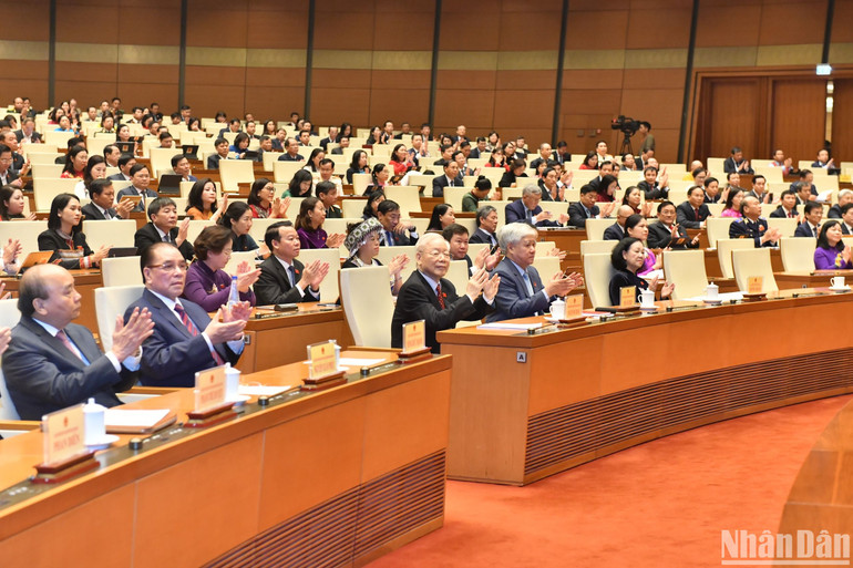 Các đồng chí lãnh đạo, nguyên lãnh đạo Đảng, Nhà nước và các đại biểu Quốc hội dự phiên bế mạc. (Ảnh: ĐĂNG KHOA) Các đồng chí lãnh đạo, nguyên lãnh đạo Đảng, Nhà nước và các đại biểu Quốc hội dự phiên bế mạc. (Ảnh: ĐĂNG KHOA)