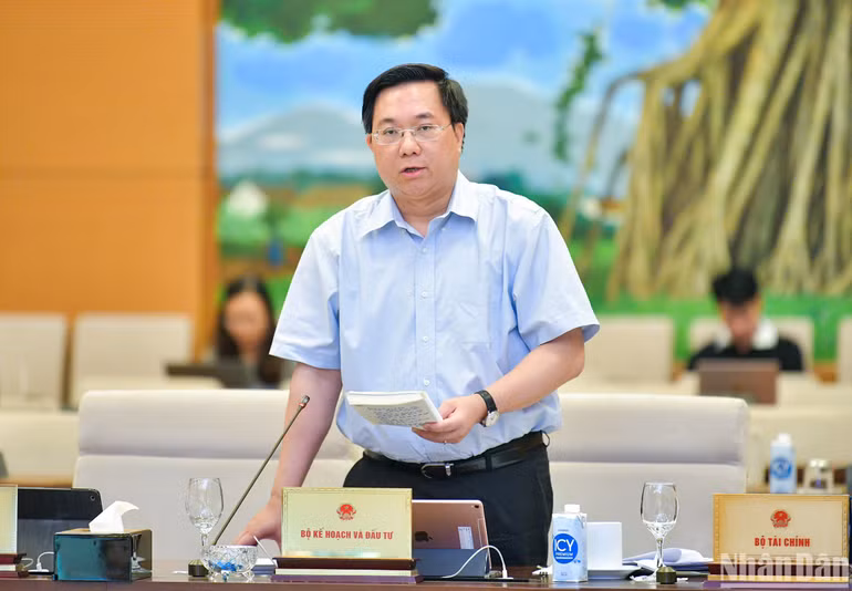 Thứ trưởng Kế hoạch và Đầu tư Trần Duy Đông trình bày báo cáo tại phiên họp. (Ảnh: DUY LINH)