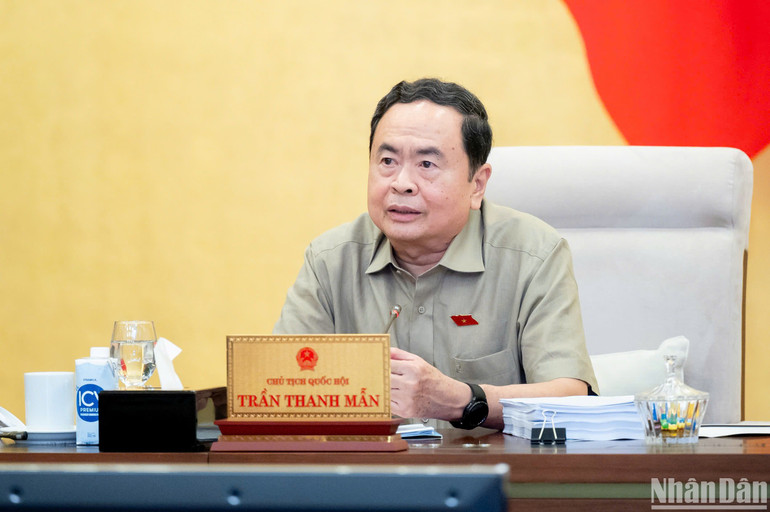 Chủ tịch Quốc hội Trần Thanh Mẫn phát biểu ý kiến. (Ảnh: DUY LINH)