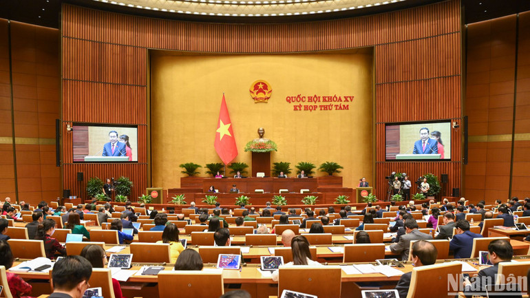 Quang cảnh phiên khai mạc Kỳ họp thứ 8, Quốc hội khóa XV. (Ảnh: DUY LINH) Quang cảnh phiên khai mạc Kỳ họp thứ 8, Quốc hội khóa XV. (Ảnh: DUY LINH)