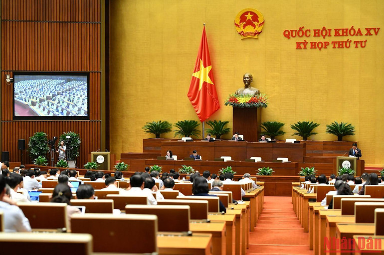 Quang cảnh phiên họp Quốc hội chiều 25/10. (Ảnh: THỦY NGUYÊN)