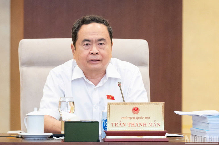 Chủ tịch Quốc hội Trần Thanh Mẫn phát biểu ý kiến. (Ảnh: DUY LINH) Chủ tịch Quốc hội Trần Thanh Mẫn phát biểu ý kiến. (Ảnh: DUY LINH)