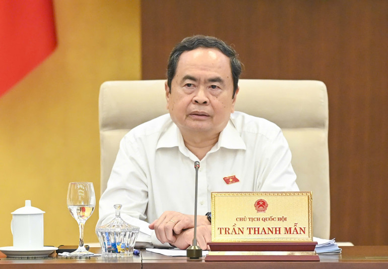 Chủ tịch Quốc hội Trần Thanh Mẫn phát biểu ý kiến. (Ảnh: DUY LINH)