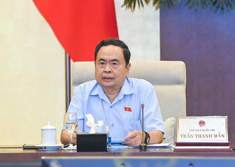 Chủ tịch Quốc hội Trần Thanh Mẫn phát biểu tại phiên họp. (Ảnh: DUY LINH) Chủ tịch Quốc hội Trần Thanh Mẫn phát biểu tại phiên họp. (Ảnh: DUY LINH)