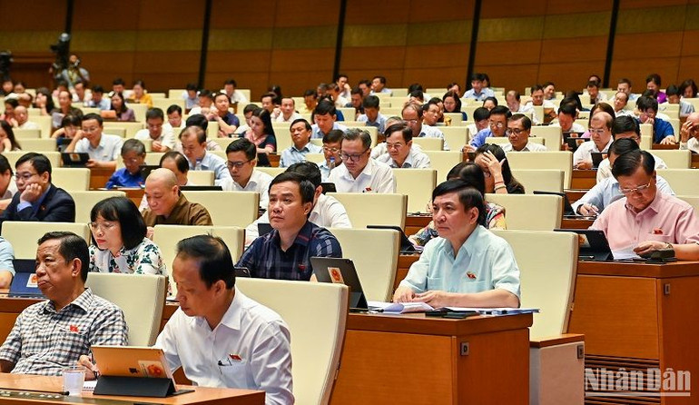 Các đại biểu dự phiên họp sáng 5/6. (Ảnh: DUY LINH) Các đại biểu dự phiên họp sáng 5/6. (Ảnh: DUY LINH)