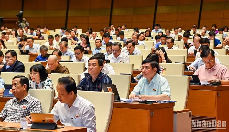 Các đại biểu dự phiên họp sáng 5/6. (Ảnh: DUY LINH)