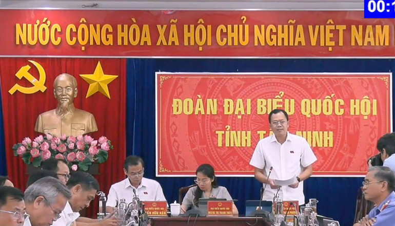 Đại biểu Huỳnh Thanh Phương (đoàn Tây Ninh) đặt câu hỏi chất vấn Bộ trưởng Công thương Nguyễn Hồng Diên.