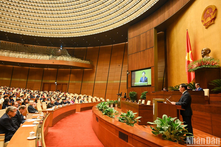 Quang cảnh phiên bế mạc Kỳ họp bất thường lần thứ 2, Quốc hội khóa XV. (Ảnh: DUY LINH)