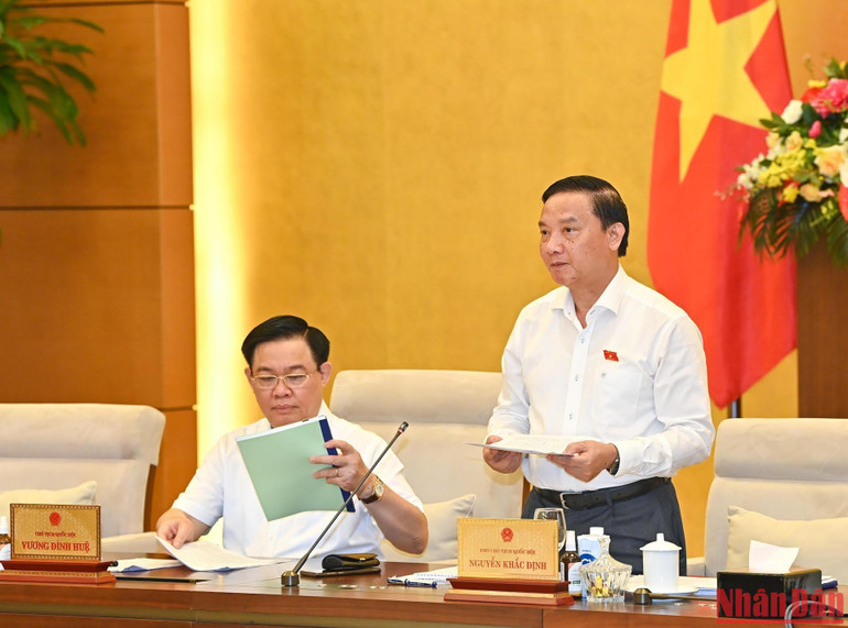 Phó Chủ tịch Quốc hội Nguyễn Khắc Định phát biểu. (Ảnh: DUY LINH) Phó Chủ tịch Quốc hội Nguyễn Khắc Định phát biểu. (Ảnh: DUY LINH)