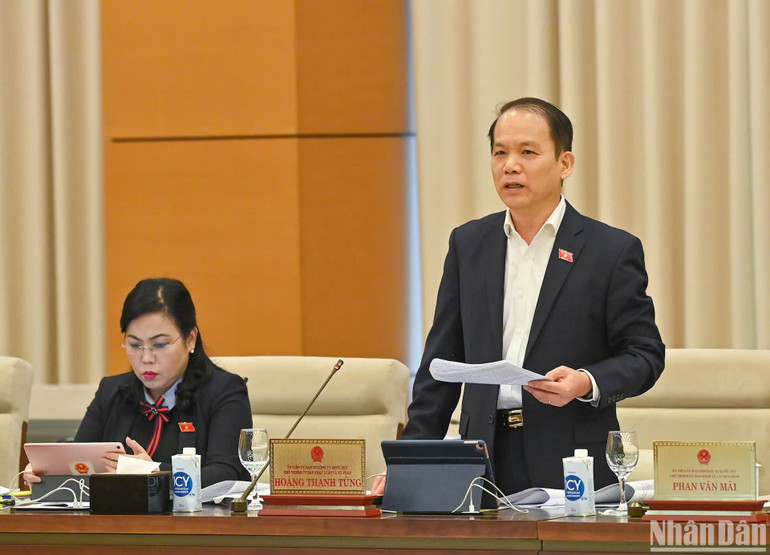 Chủ nhiệm Ủy ban Pháp luật và Tư pháp Hoàng Thanh Tùng phát biểu. (Ảnh: DUY LINH)