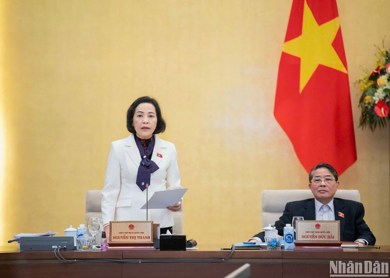 Phó Chủ tịch Quốc hội Nguyễn Thị Thanh phát biểu. (Ảnh: DUY LINH)