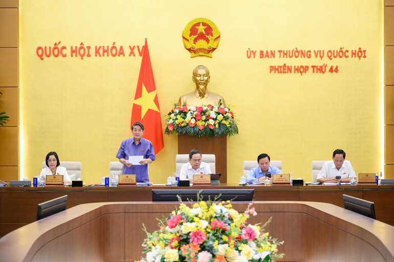 Phó Chủ tịch Quốc hội Nguyễn Đức Hải điều hành phiên họp. (Ảnh: DUY LINH)