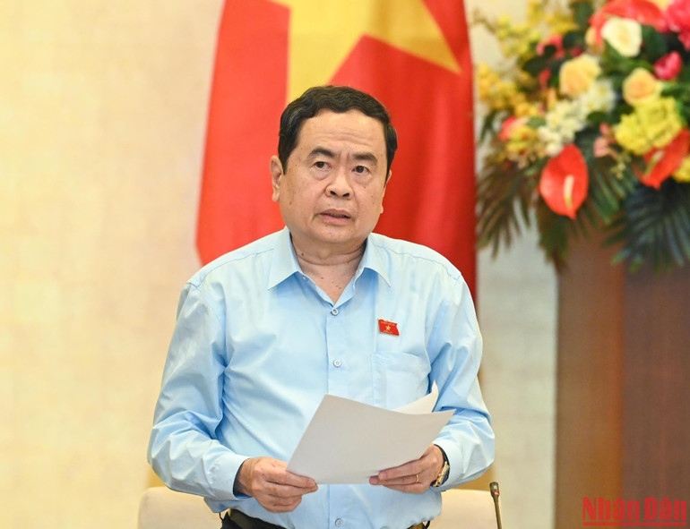 Phó Chủ tịch Thường trực Quốc hội Trần Thanh Mẫn điều hành nội dung thảo luận chiều 10/10.