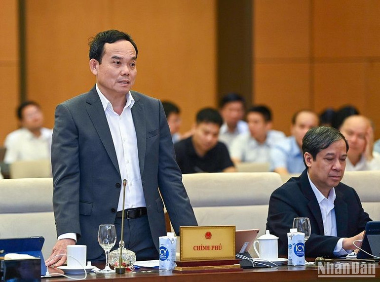 Phó Thủ tướng Trần Lưu Quang phát biểu làm rõ một số nội dung tại phiên họp. (Ảnh: DUY LINH)