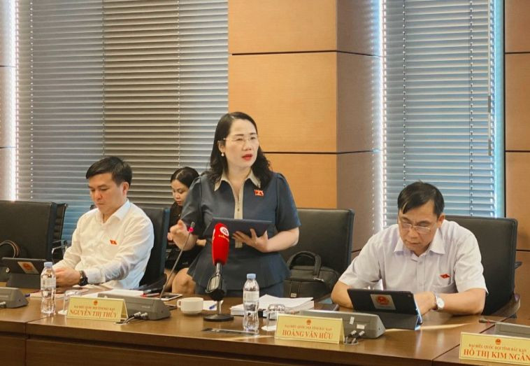 Đại biểu Nguyễn Thị Thủy (đoàn Bắc Kạn) phát biểu ý kiến.